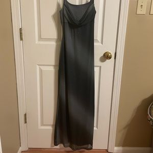 Taboo gray/silver maxi/prom/homecoming/formal/dance dress. Cowl neck, size S.